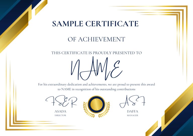 Gold & Blue Modern Achievement Certificate